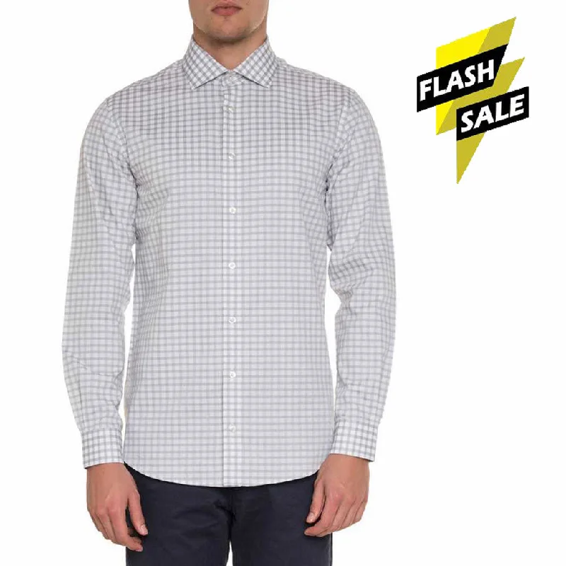 DJ  Slim Fit Grey Check Cotton Casual Shirt 8864