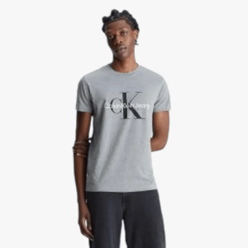 Calvin Klein Mens Core Monogram Slim Fit Short Sleeve Tee Lt Grey