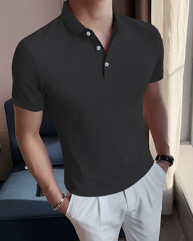 Polo Dark Grey Classic Button Down T-Shirt