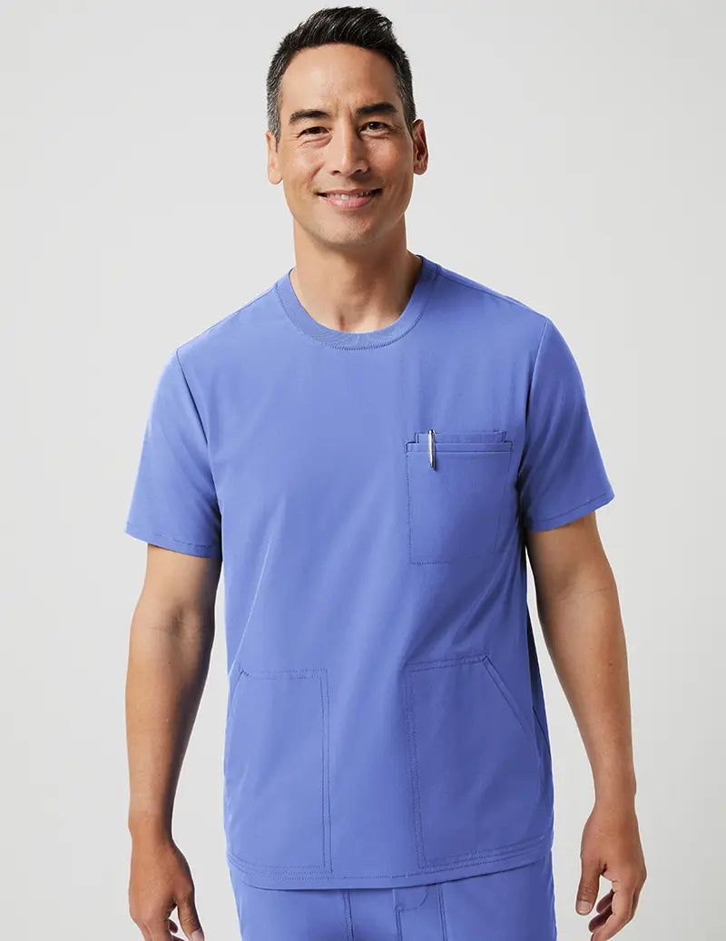 Jaanuu Men's 4 Pocket Crew Neck Top - Ceil Blue