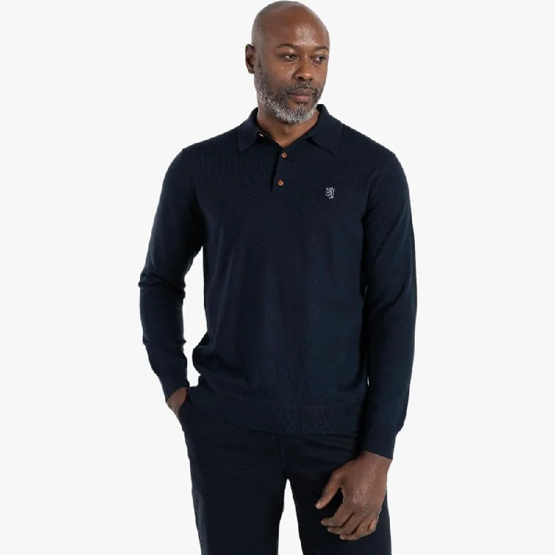 Pringle Mens Gary Long Sleeve Merino Golfer Navy