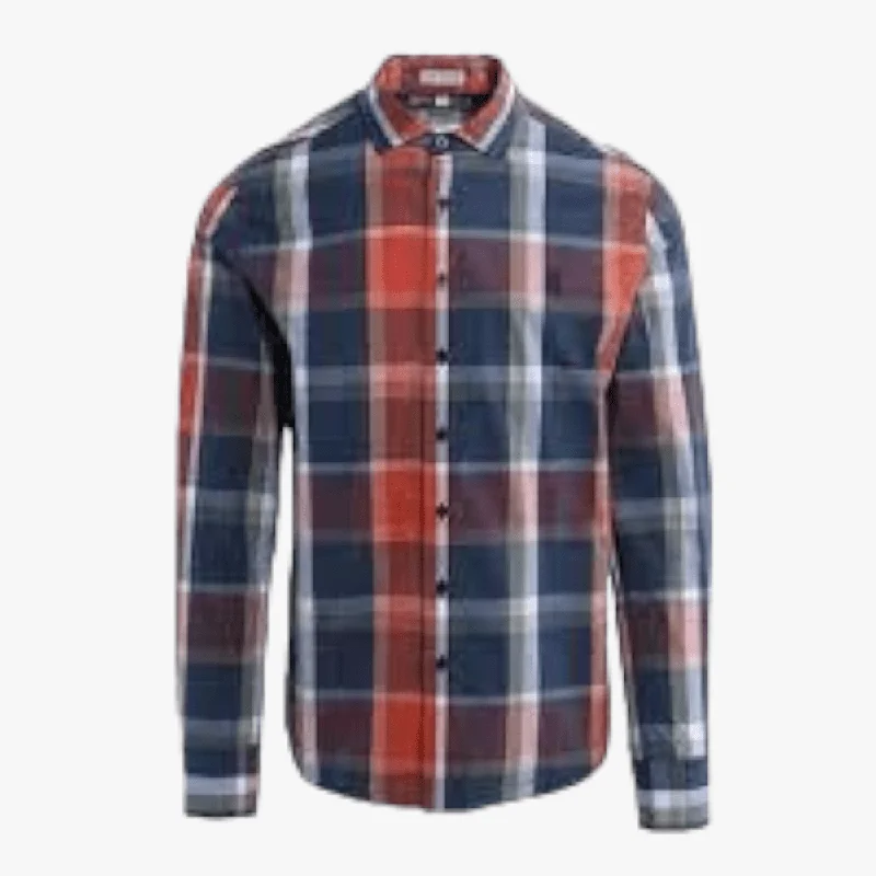 Pringle Mens Classic Long Sleeve Check Shirt Red Blue