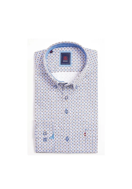 Andre Sienna Diamond Print Shirt, Beige & Blue Multi