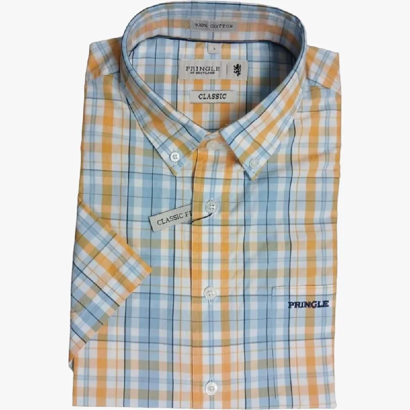 Pringle Mens Rocco Short Sleeve Shirt Yellow