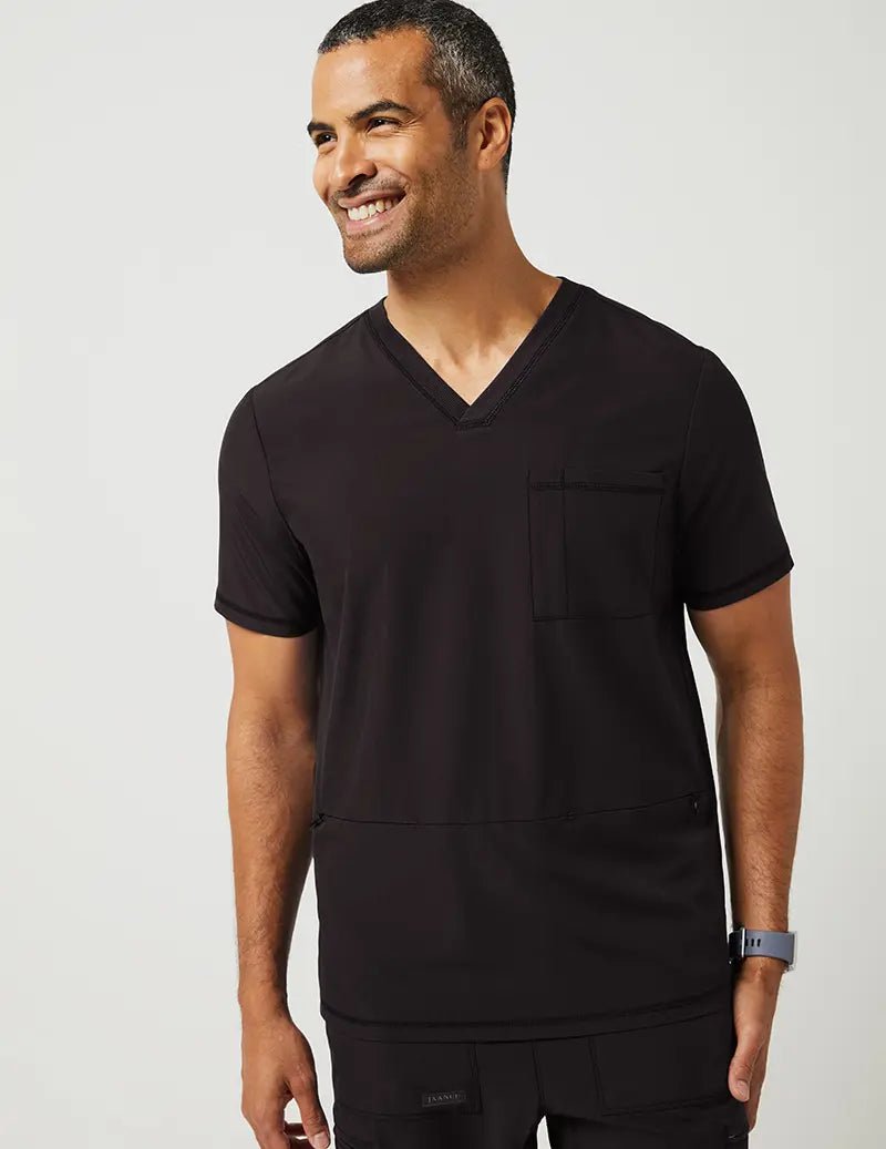 Jaanuu Men's 3 Pocket V-Neck Top - Black