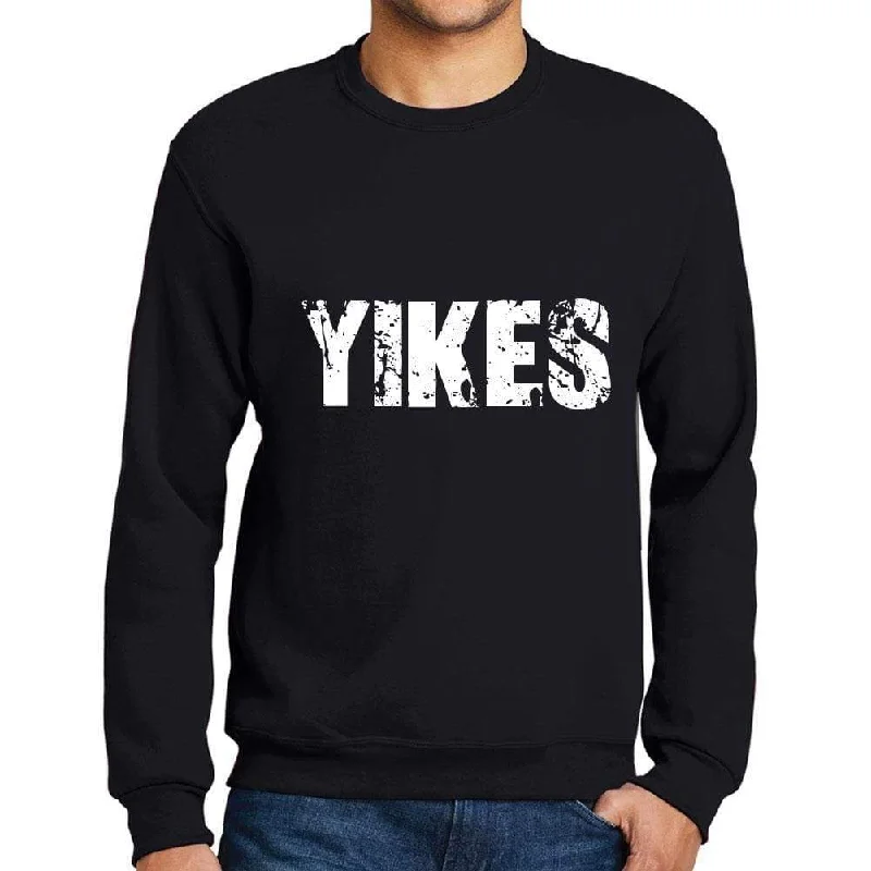 Men's Printed Graphic Sweatshirt Popular Words YIKES Deep Black