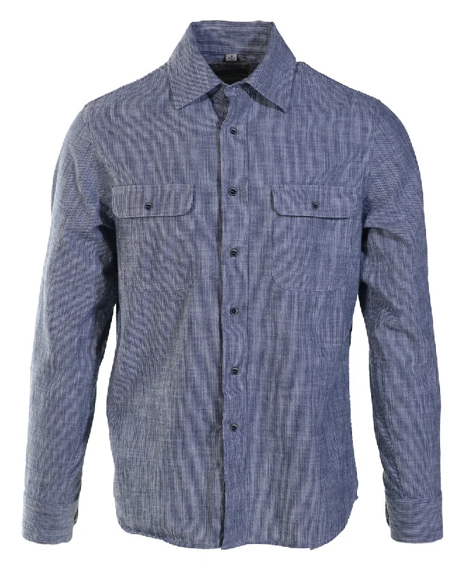 Schott NYC Men's Long Sleeve Denim Shirt - Ticking Stripe