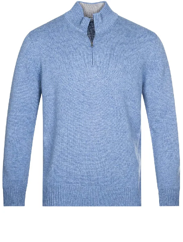 Half Zip aus Wolle und Kaschmir Blau