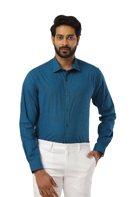 Orlando - Peacock Blue Casual Shirts for Men | Ariser