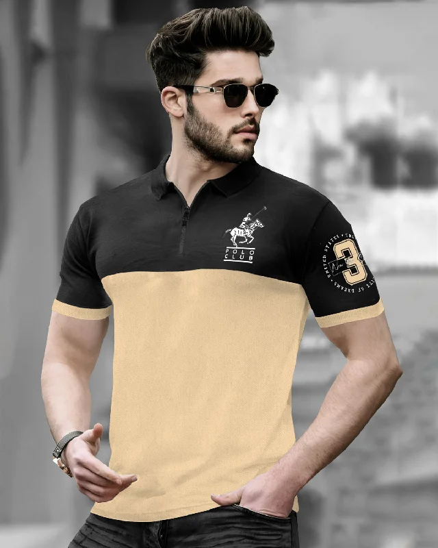 Black Beige Polo T-Shirt