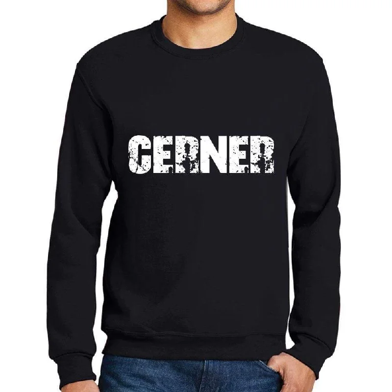 Men's Printed Graphic Sweatshirt Popular Words CERNER Deep Black