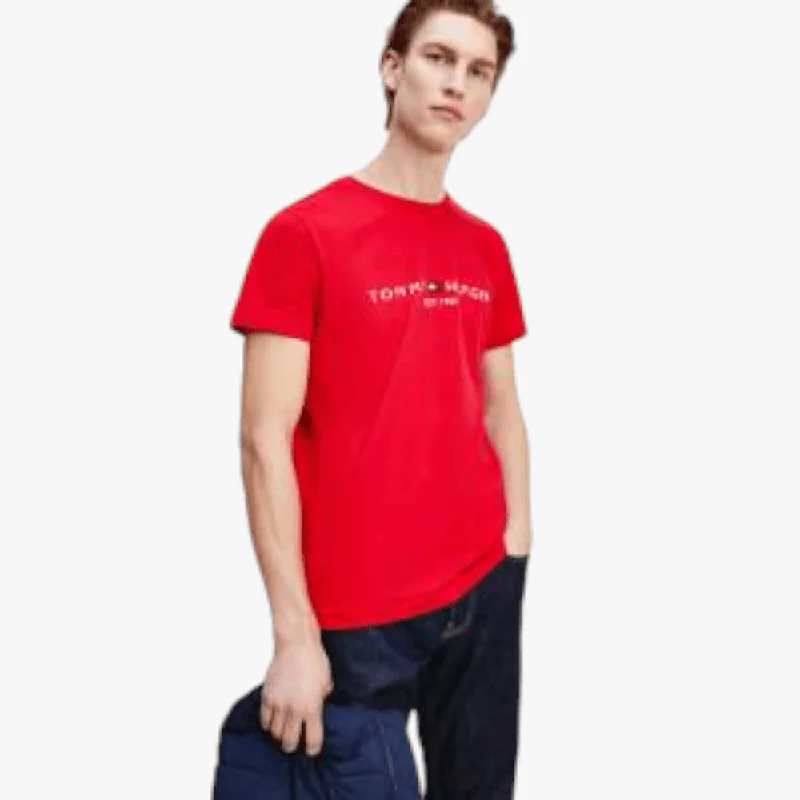 Tommy Hilfiger Mens Logo Short Sleeve Tee Red