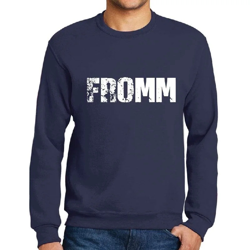 Men's Printed Graphic Sweatshirt Popular Words FROMM French Navy