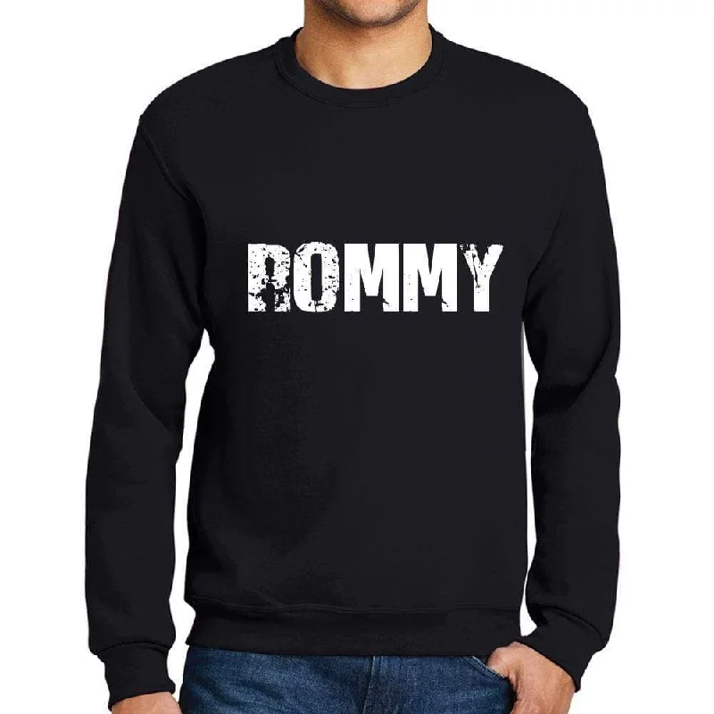 Men's Printed Graphic Sweatshirt Popular Words ROMMY Deep Black