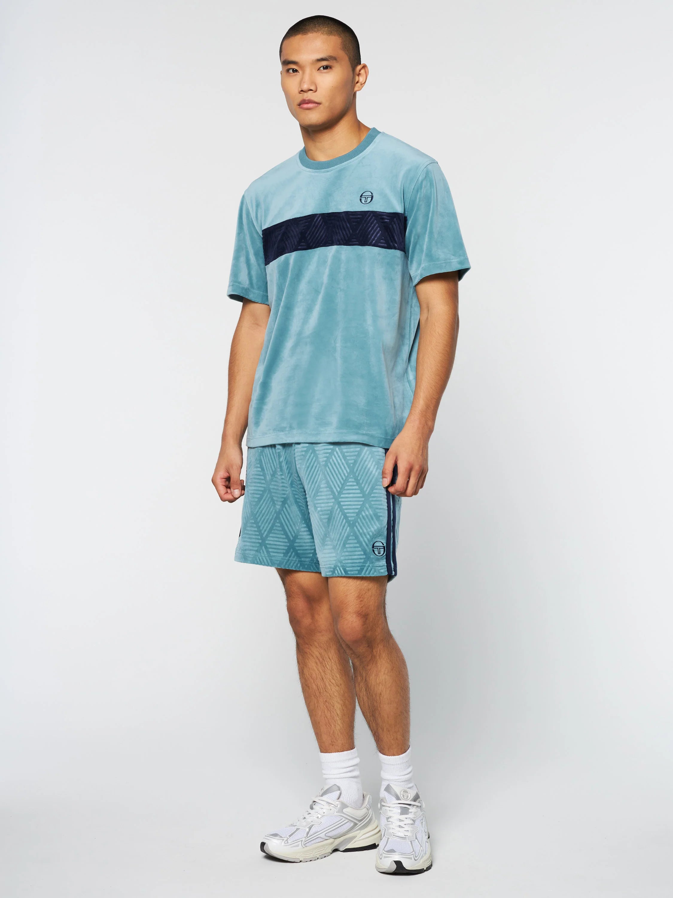 Sergio Tacchini Debossed Damarindo Velour T-Shirt and Short Set