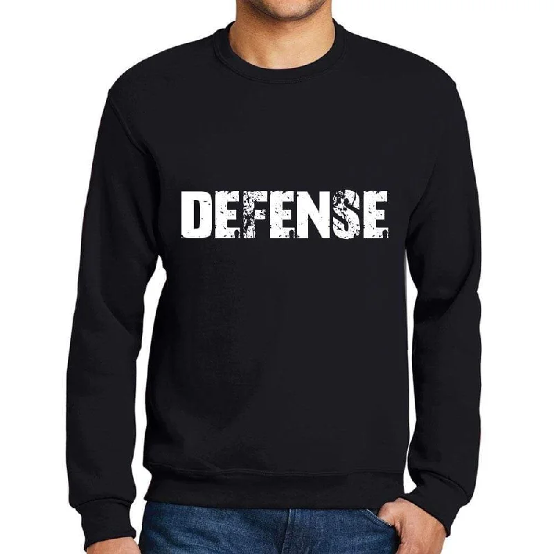 Men's Printed Graphic Sweatshirt Popular Words DEFENSE Deep Black