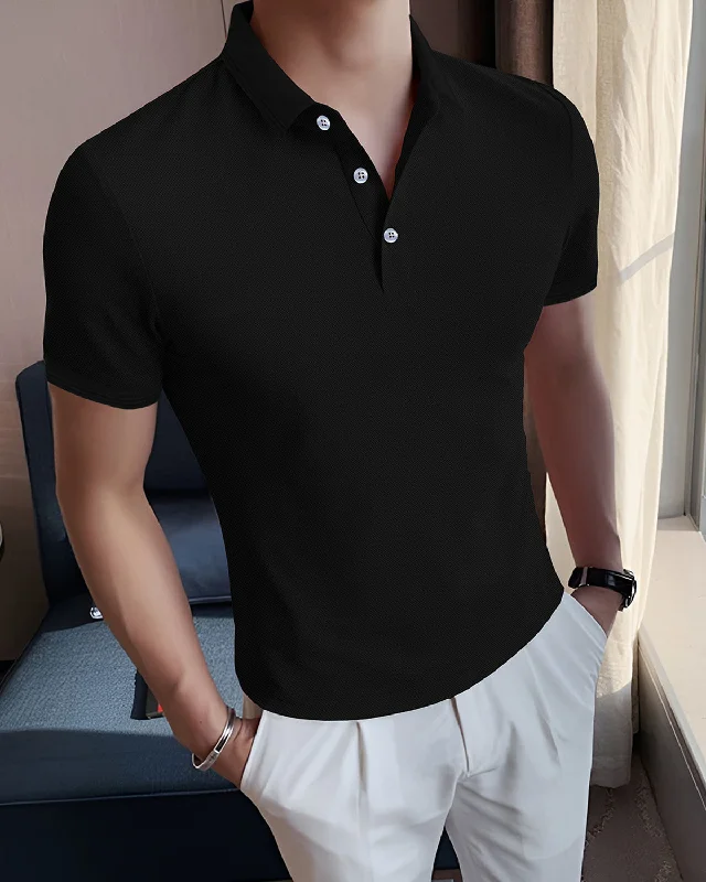 Men Polo Black T-Shirt