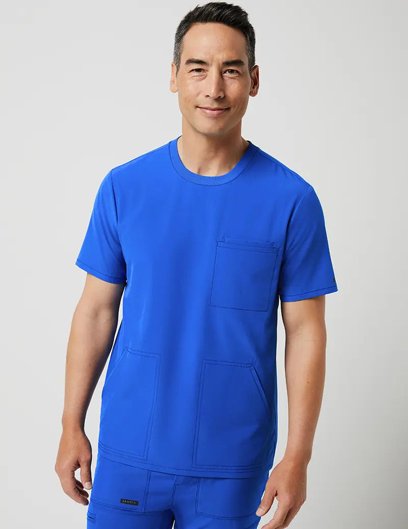 Jaanuu Men's 4 Pocket Crew Neck Top - Royal Blue