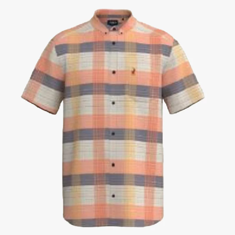 Polo Mens Bold Check Short Sleeve Shirt Orange