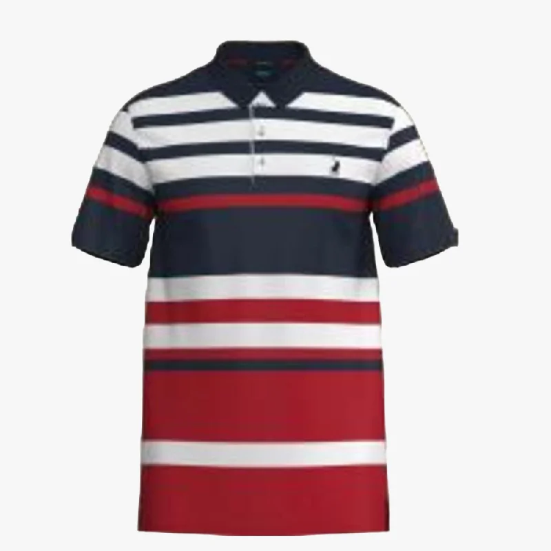 Polo Mens Bold Stripe Dm Short Sleeve Golfer Red