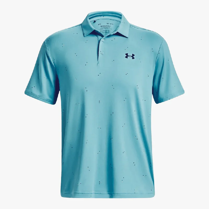 Under Armour Mens Playoff 3.0 Printed Short Sleeve Golfer 433 Blue