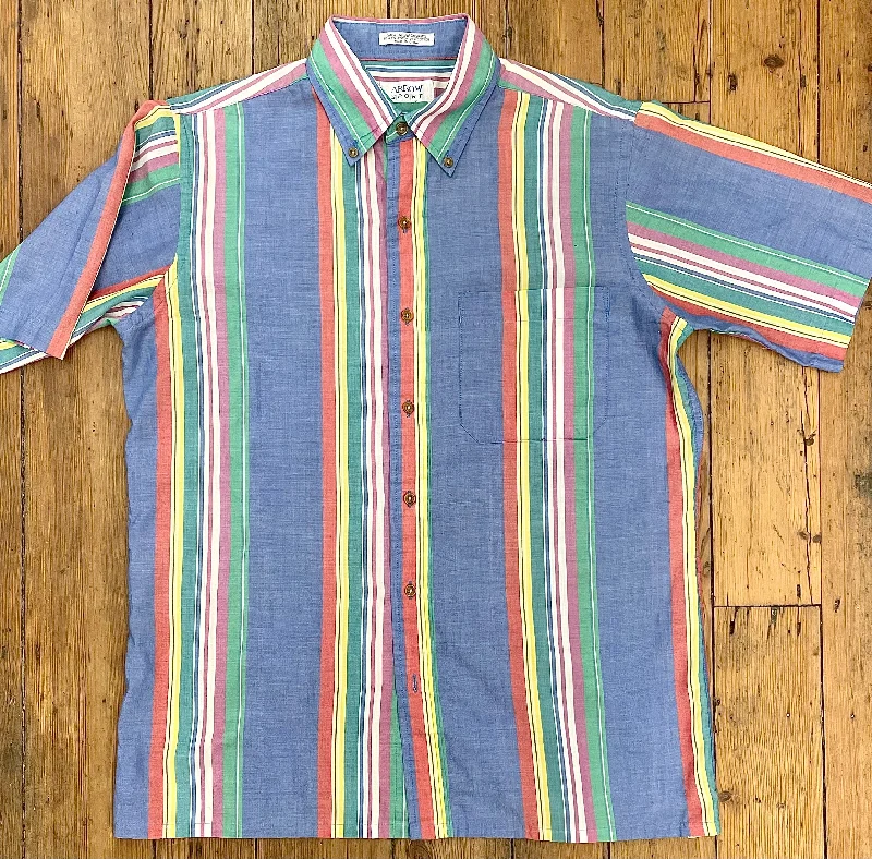 Rainbow-Striped Short-Sleeve Shirt [1980s, medium]