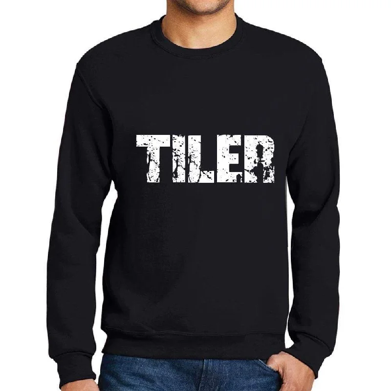 Men's Printed Graphic Sweatshirt Popular Words TILER Deep Black