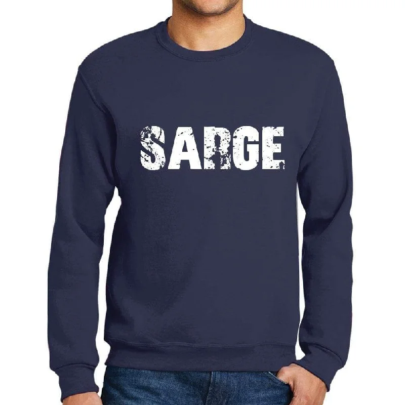 Men's Printed Graphic Sweatshirt Popular Words SARGE French Navy