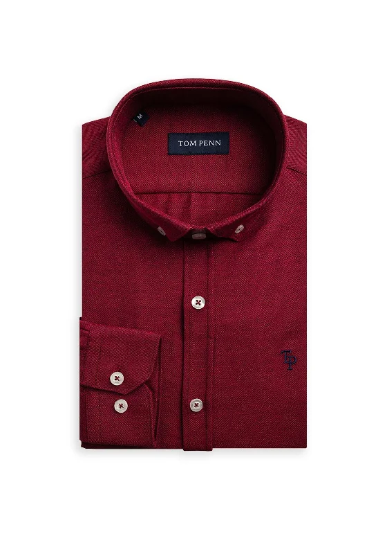 Tom Penn Long Sleeve Shirt, Red Heather