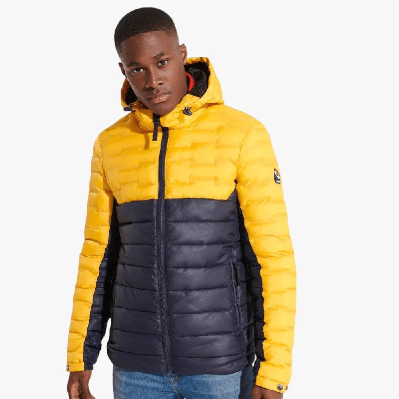 Superdry Mens Radar Quilt Mix Padded Jacket Utah Gold