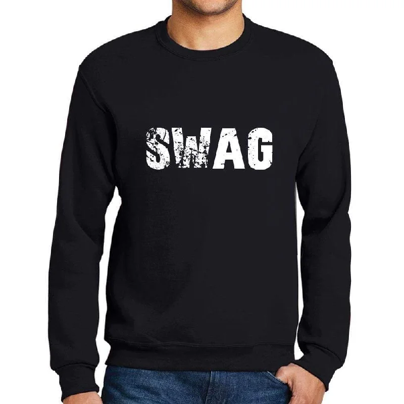 Men's Printed Graphic Sweatshirt Popular Words SWAG Deep Black