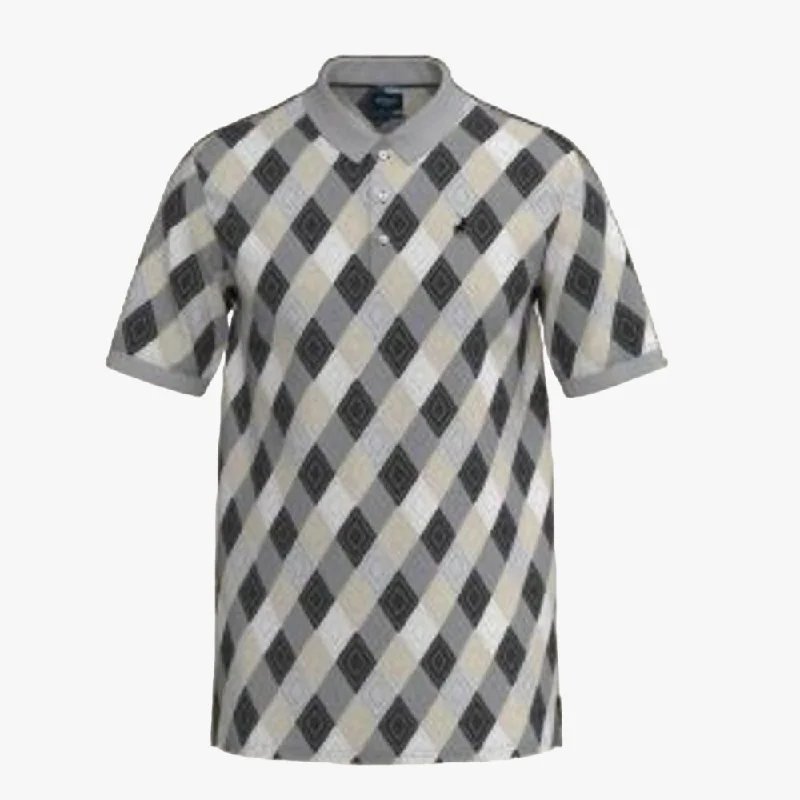 Polo Mens Small Geometric Print Mercerised Short Sleeve Golfer Navy