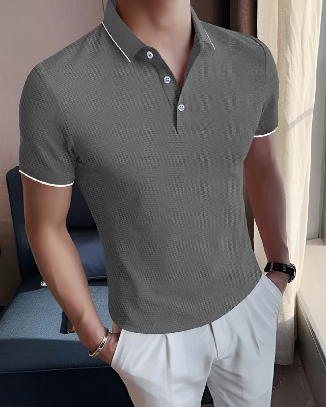 Polo Charcoal Grey Button Collar T-Shirt