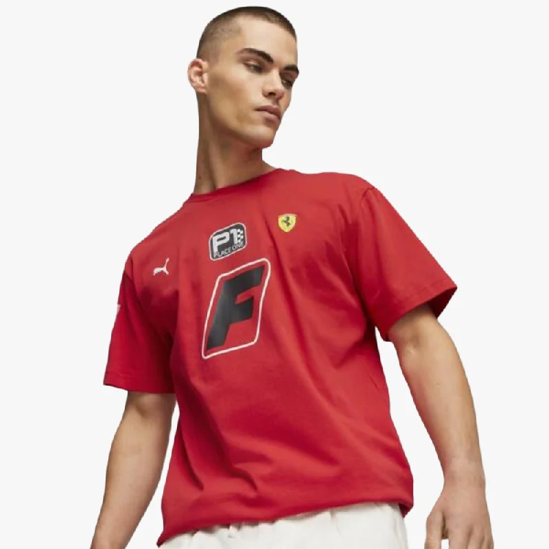 Puma Mens Ferrari Race Garage Crew Short Sleeve Tee Rosso Red