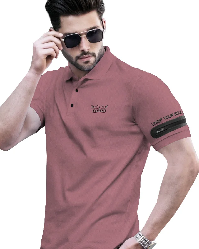 Dusky Pink Designer Polo Collar T-shirt