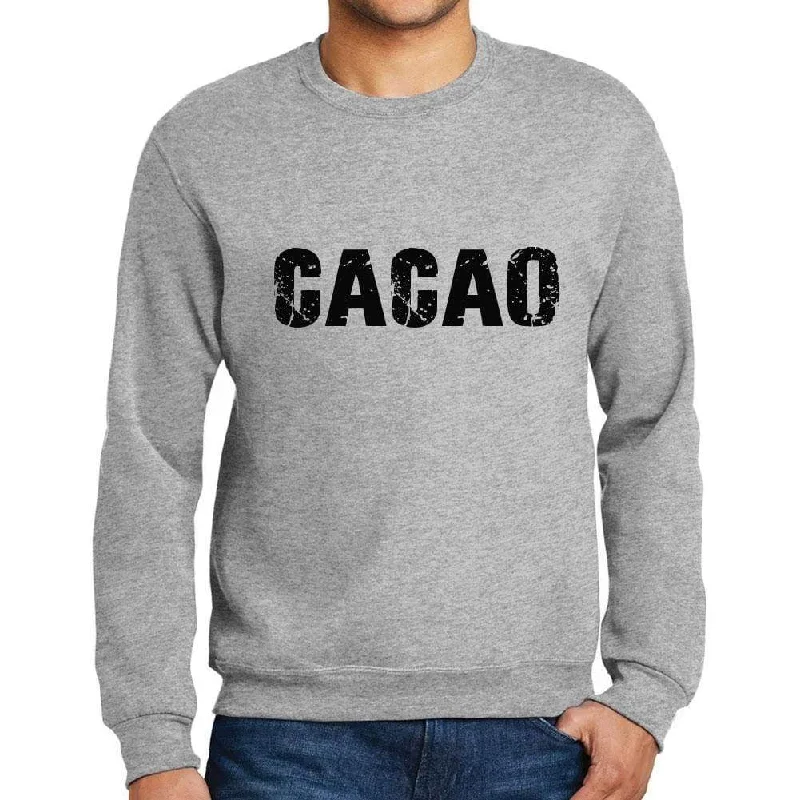 Men's Printed Graphic Sweatshirt Popular Words CACAO Grey Marl