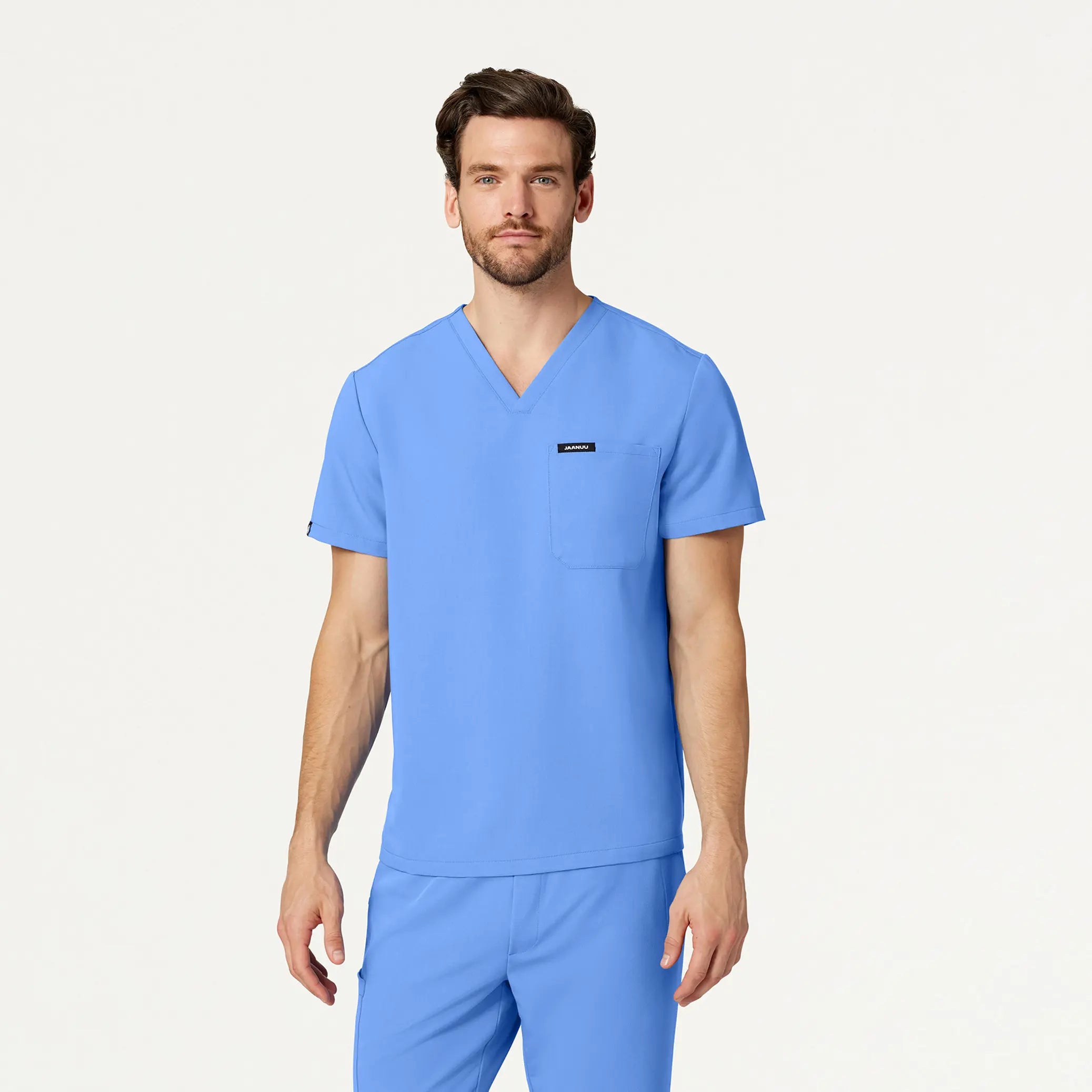 Jaanuu Men's Holmes Everyday 1-Pocket Scrub Top - Ceil Blue