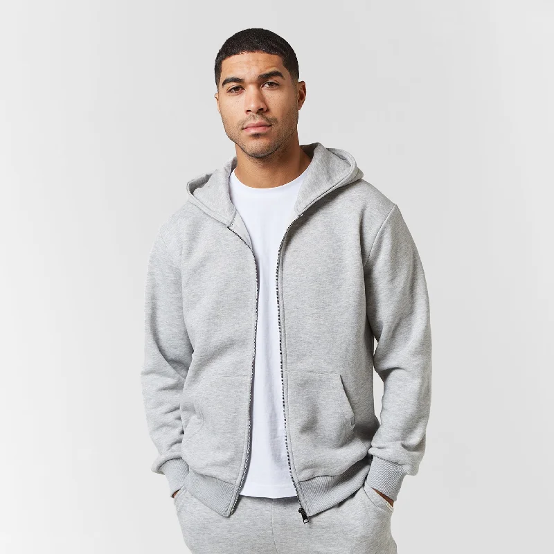 Relaxed Full Zip Hoodie | Grey Marl