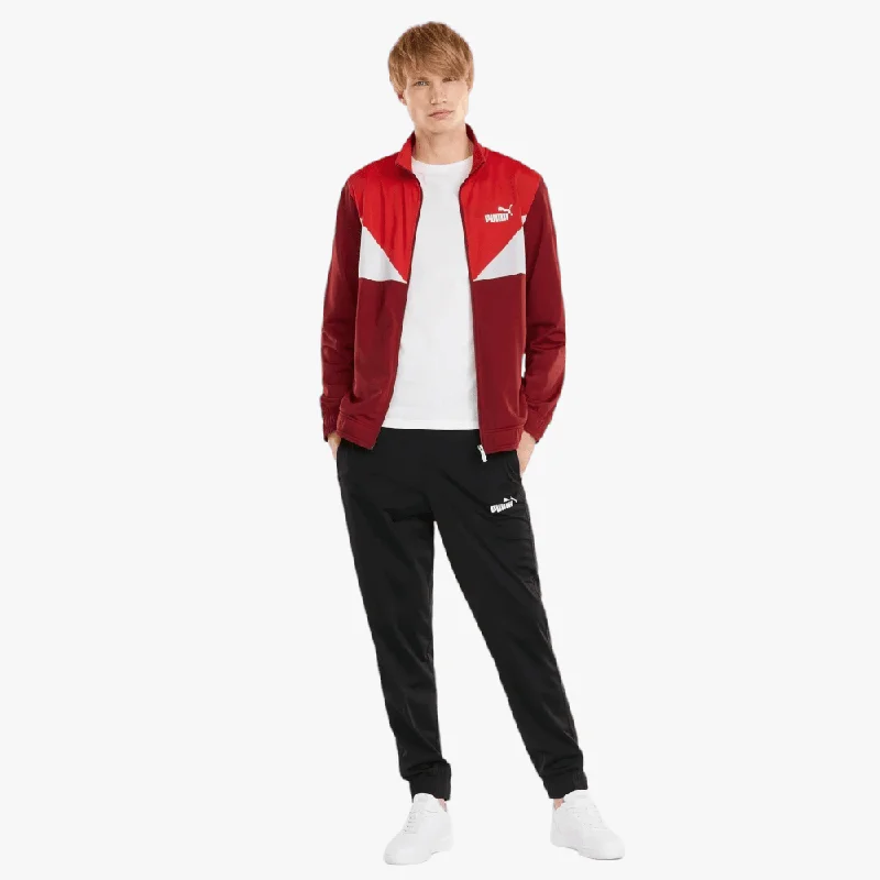 Puma Mens Colorblock Tracksuit Set Intense Red