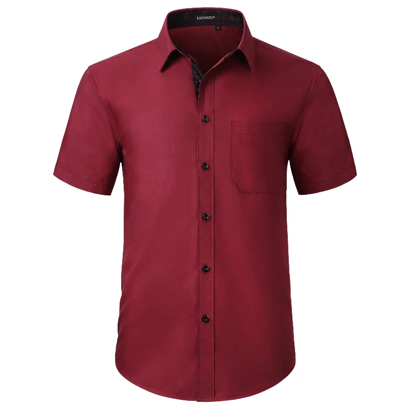 Men's Short Sleeve Shirt with Pocket - B1-RED