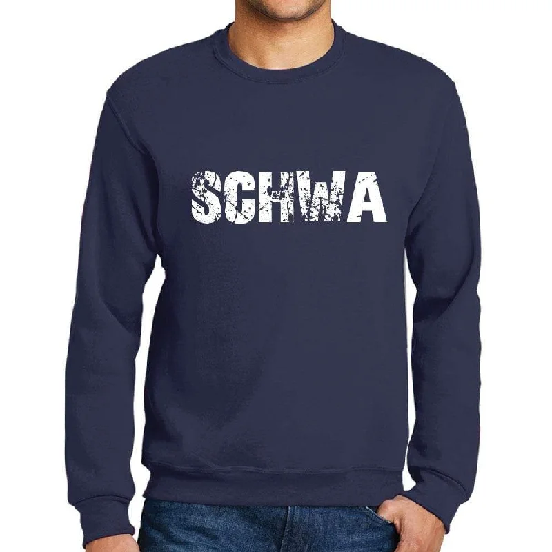 Men's Printed Graphic Sweatshirt Popular Words SCHWA French Navy