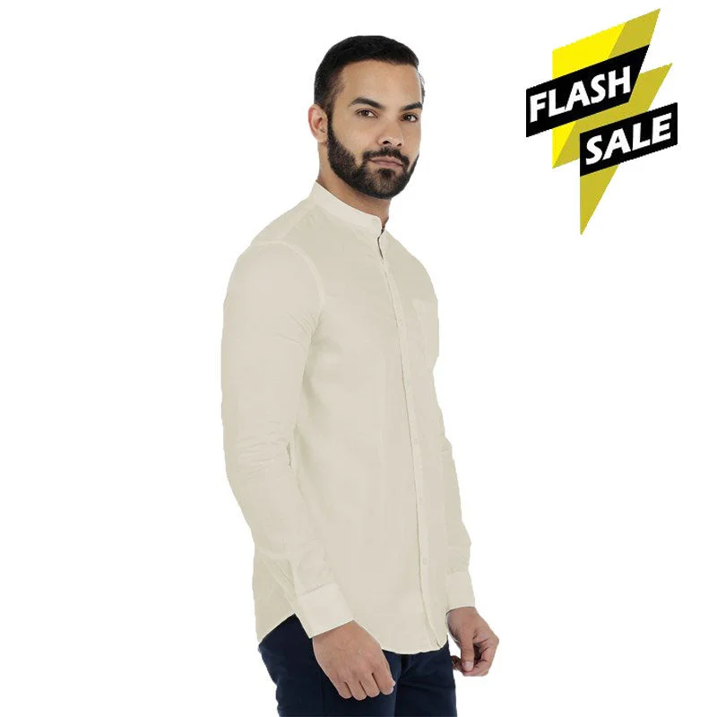 SPL Basics Mandarin Collar Linen Casual Shirt Ash white 421