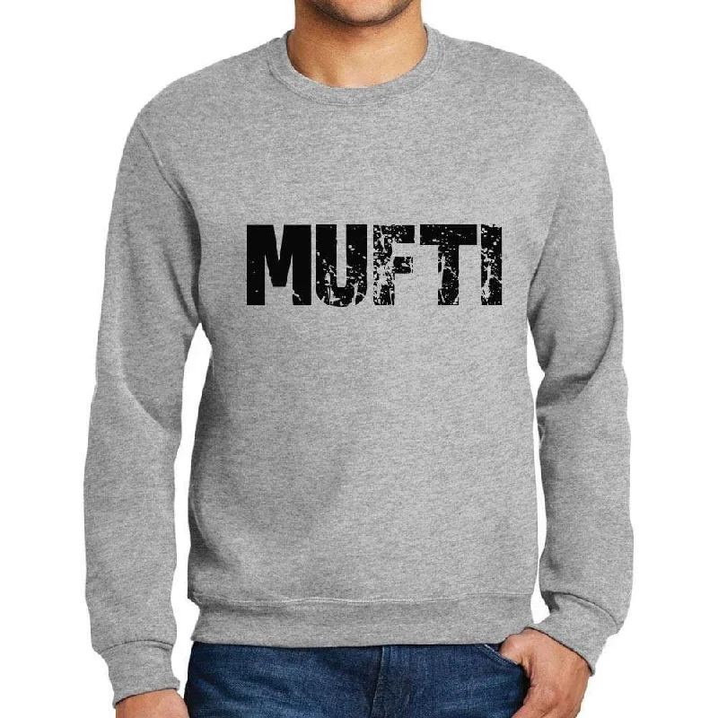 Men's Printed Graphic Sweatshirt Popular Words MUFTI Grey Marl