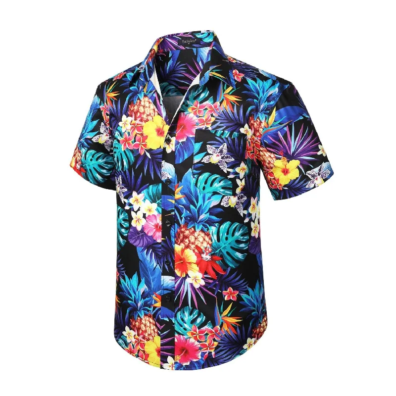 Hawaiian Tropical Shirts with Pocket - Z-BLUE SHIRTS-2