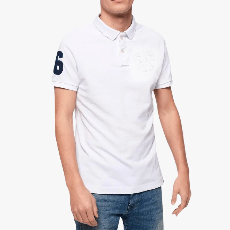 Superdry Mens Vintage Superstate Short Sleeve Polo Chalk White