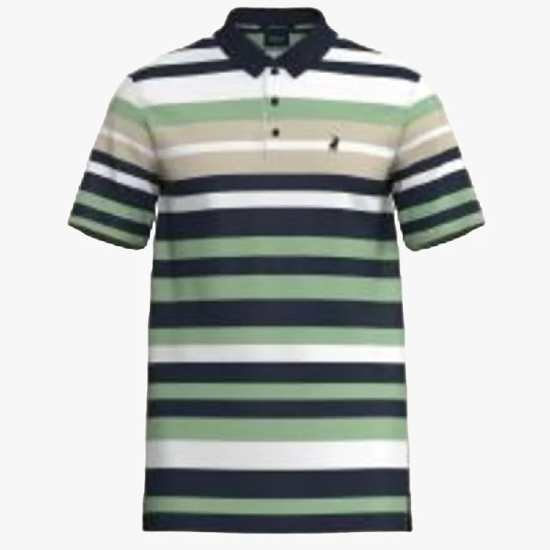 Polo Mens Bold Stripe Short Sleeve Golfer Green