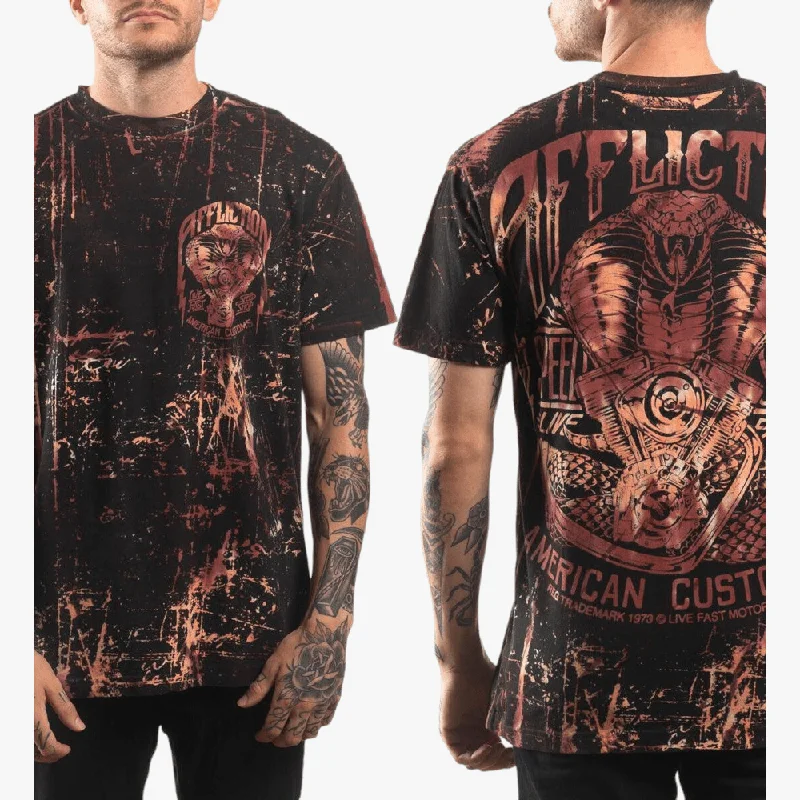 Affliction Mens Custom Speed Short Sleeve Tee Swirl Tie Dye