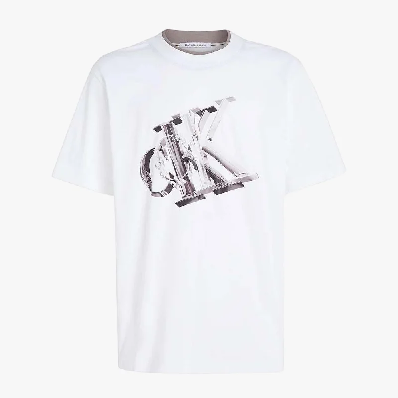 Calvin Klein Mens 3D Meta Monogram Short Sleeve Tee White