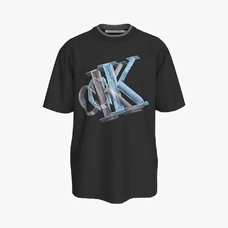 Calvin Klein Mens 3D Meta Monogram Short Sleeve Tee Black