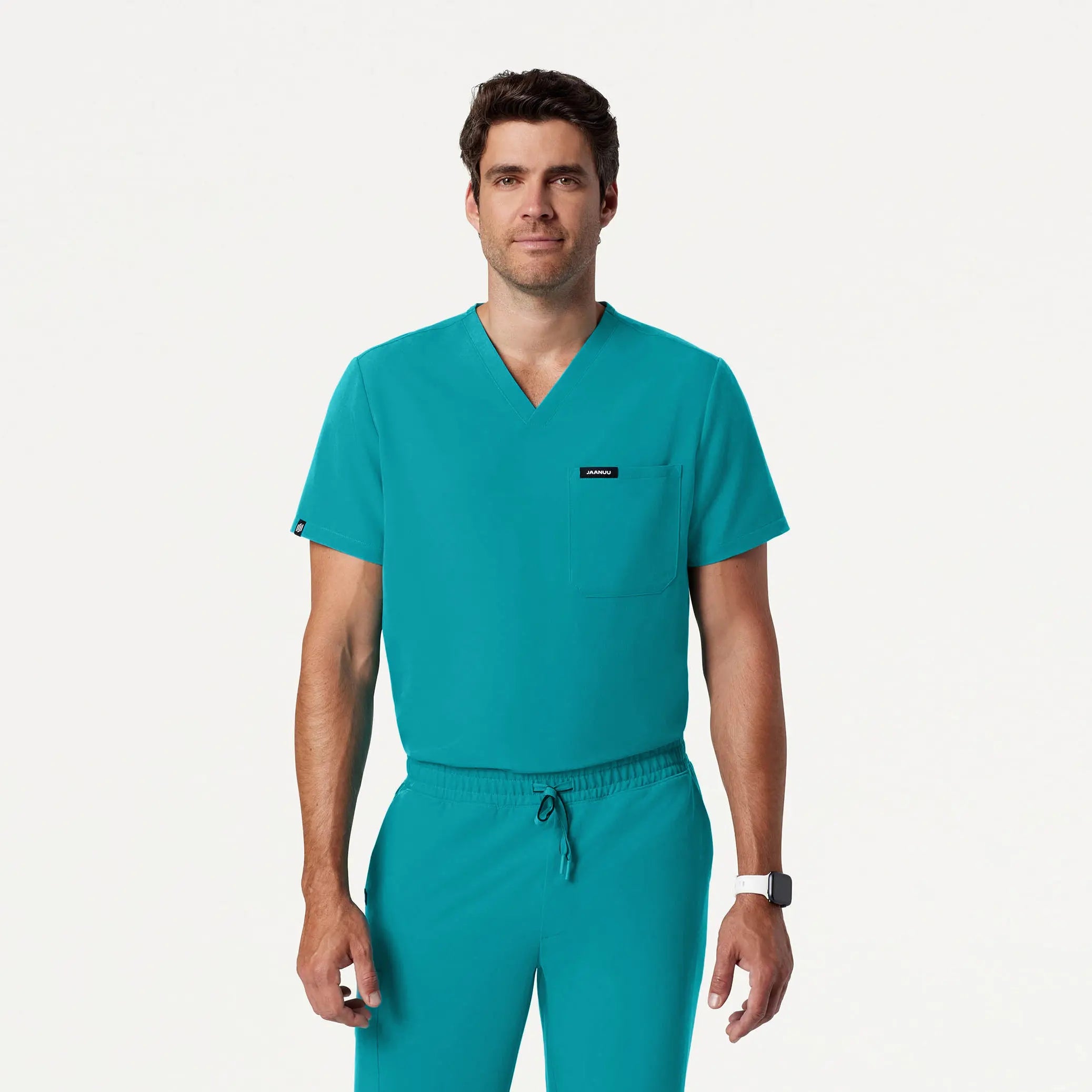 Jaanuu Men's Holmes Everyday 1-Pocket Scrub Top - Aqua